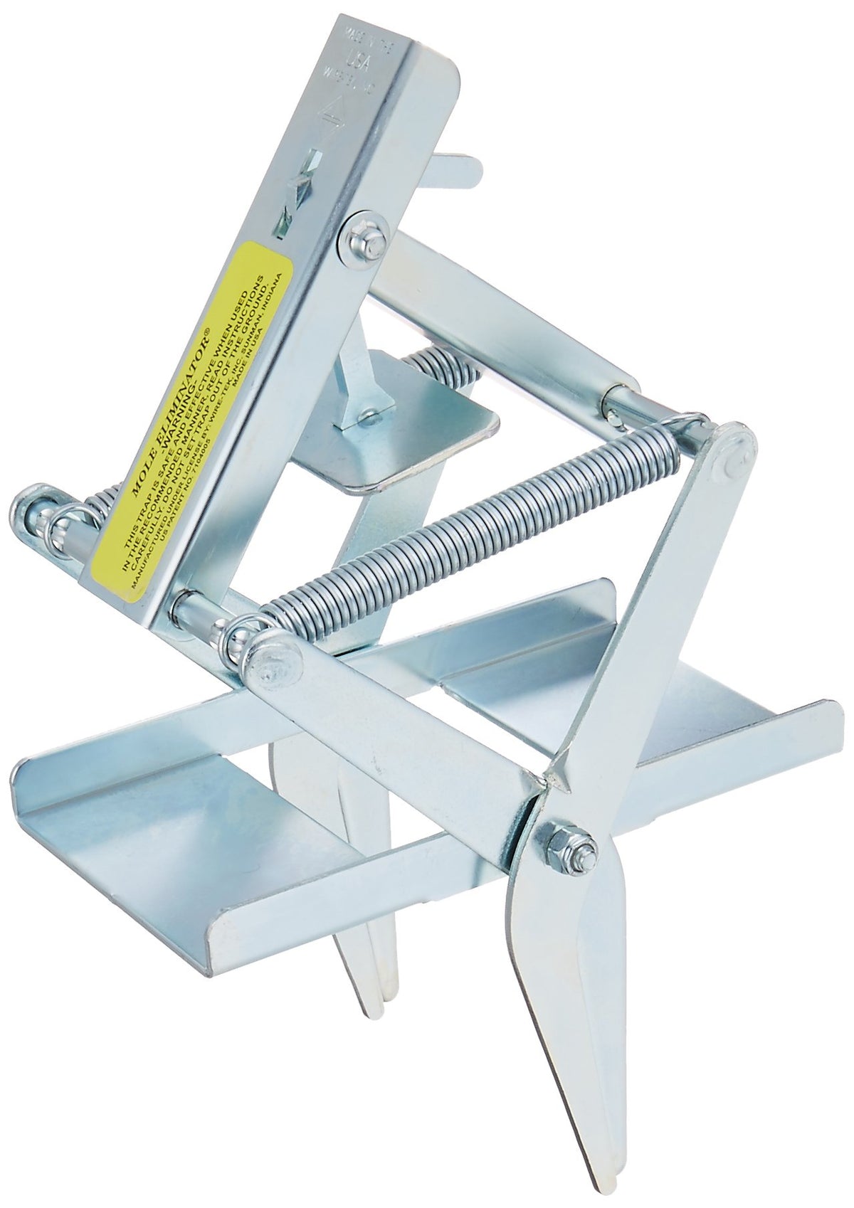 Wire Tek 1001 EasySet mole trap ready to use on a lawn for chemical-free control