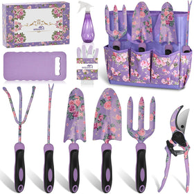 WisaKey 10-piece garden tool set with purple finish for durable daily gardening.