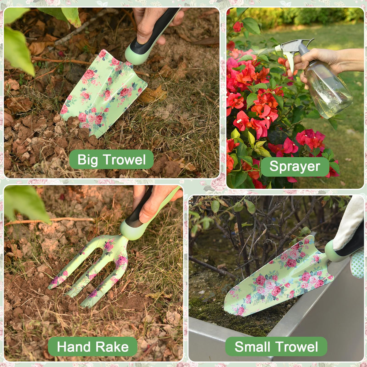 WisaKey ergonomic handles shown with a comfortable grip for gardening tasks.