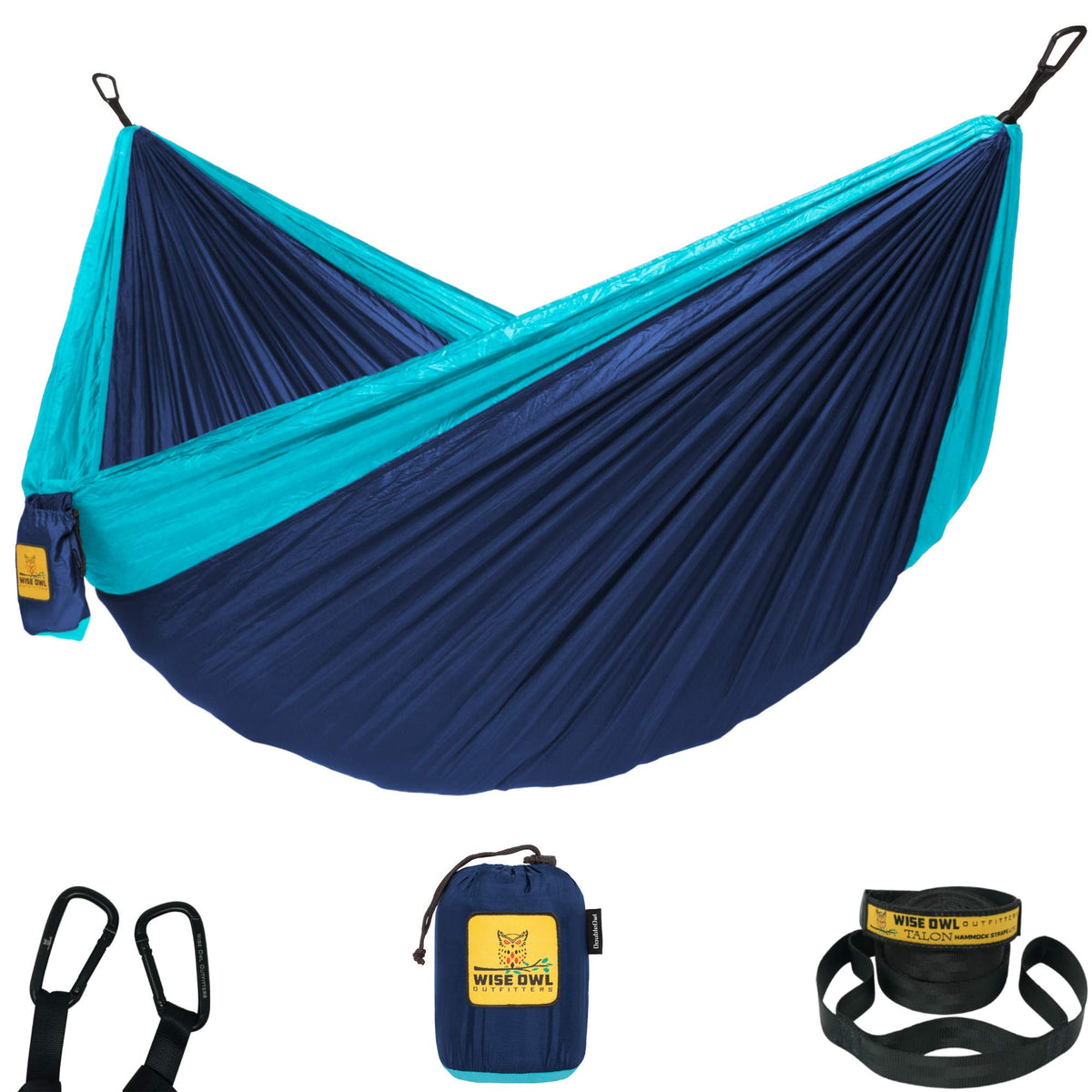 Wise Owl Outfitters hammock set up between trees for camping and easy use