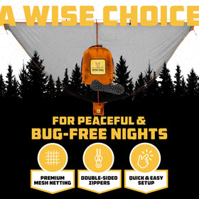 Wise Owl hammock bug net folded compact highlights easy packing for ultralight backpacking