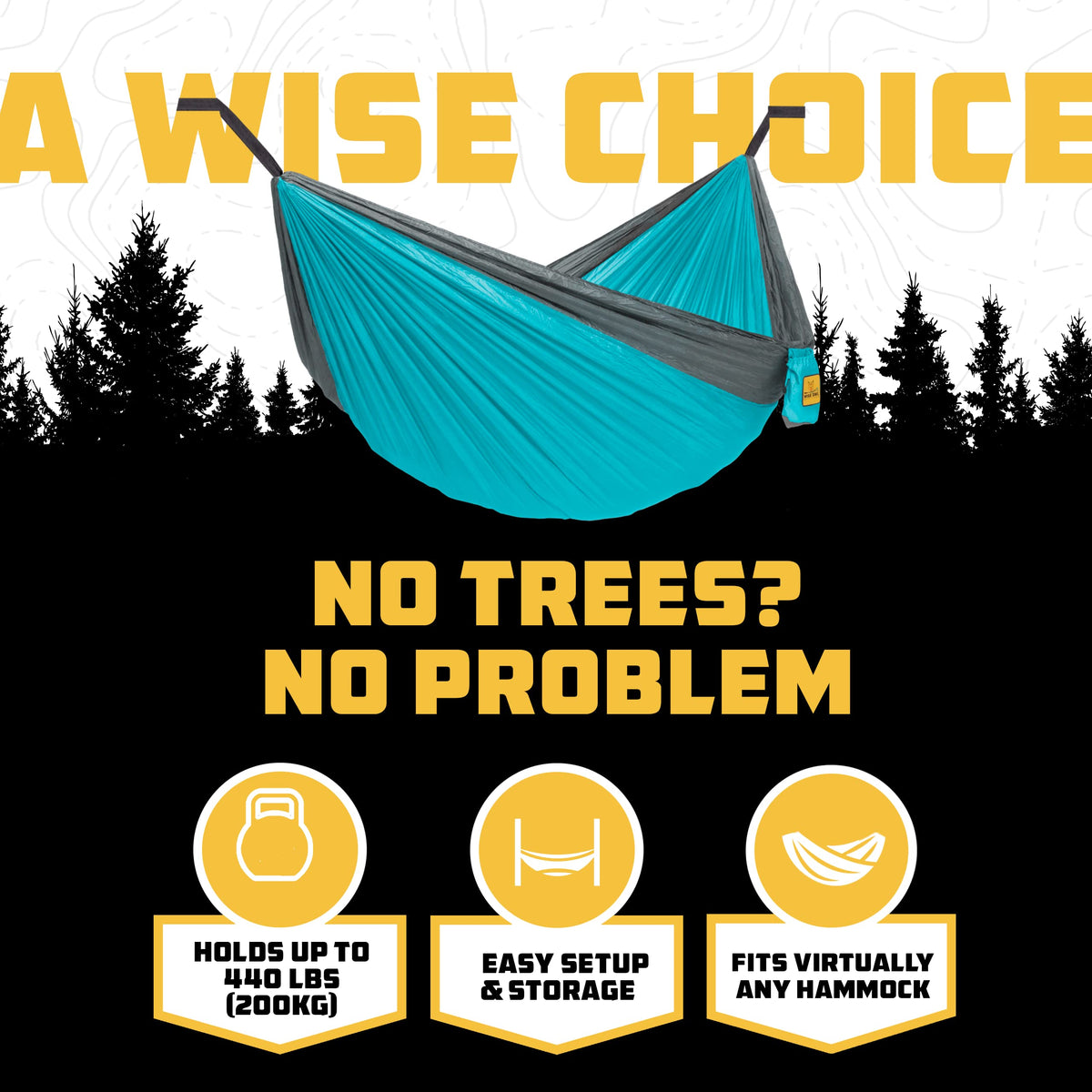 Wise Owl Outfitters hammock stand non-slip feet ensure stable setup.