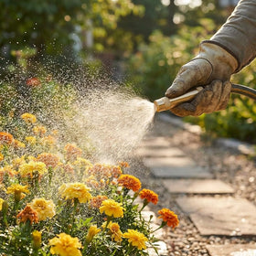 Wiseflow brass twist hose nozzle patio cleaning in outdoor setting