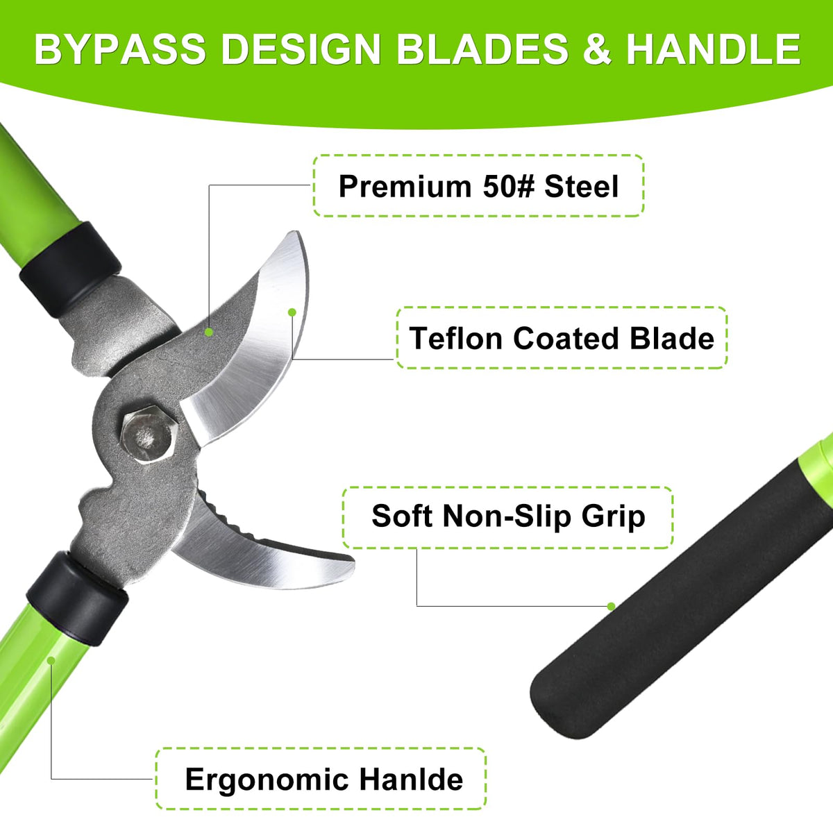 Wiselifetech 15-inch loppers offering lightweight handling.