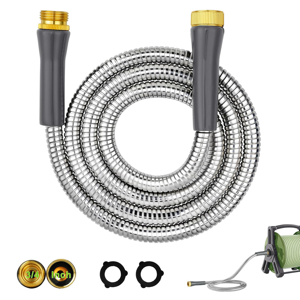wiselifetech short metal water hose kink-free spiral for easy watering around obstacles.