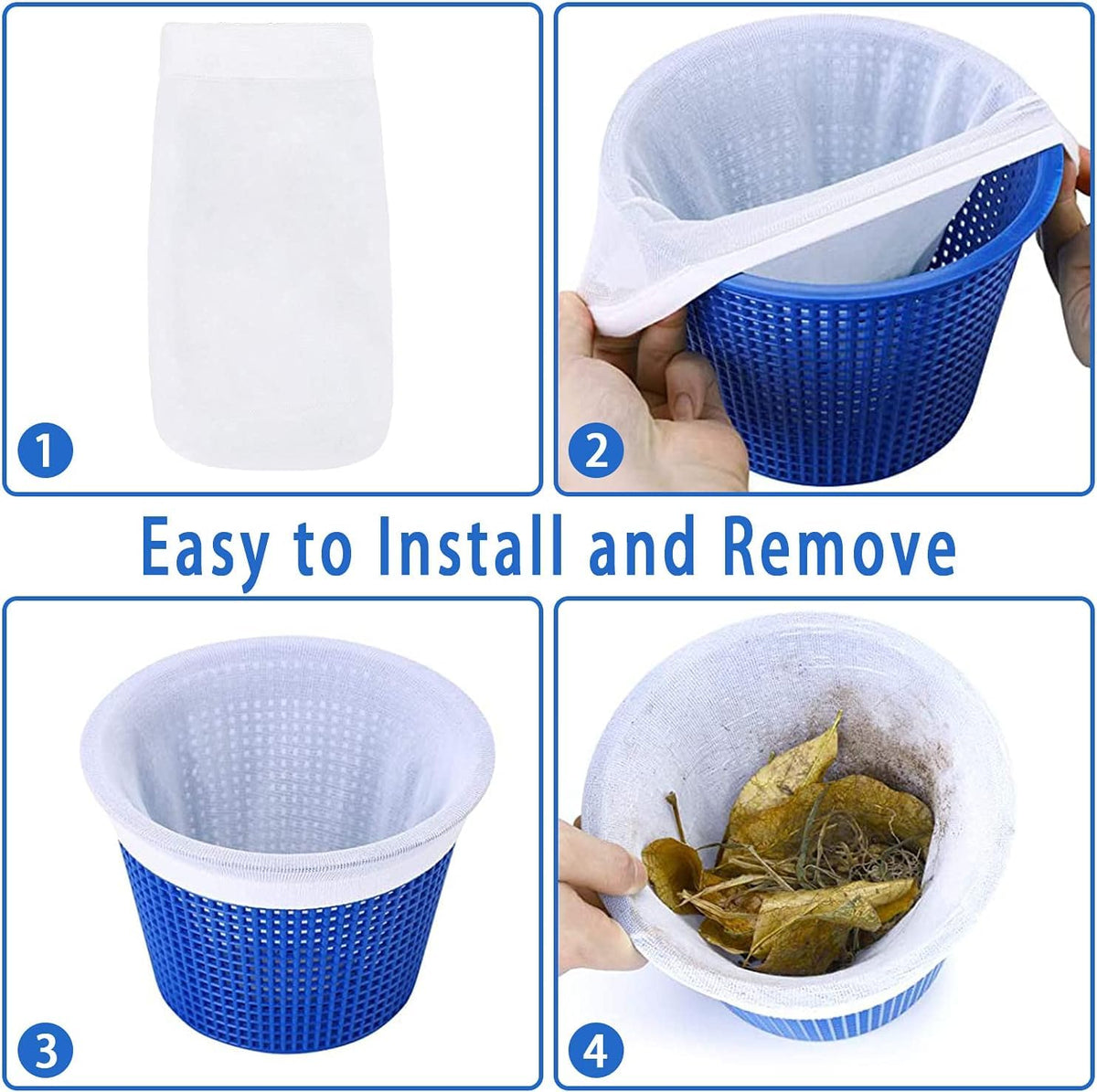 WISHDIAM surface skimmer compatibility socks simplify pool maintenance.