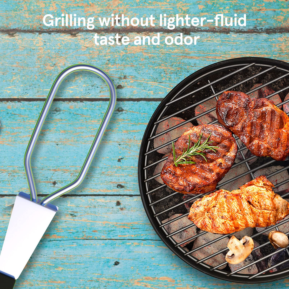 WishDirect electric lighter starting coals and briquettes efficiently.