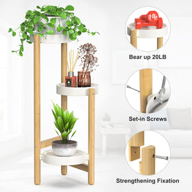 Wisuce bamboo 3-tier stand side view highlights stable triangular base for corner spaces