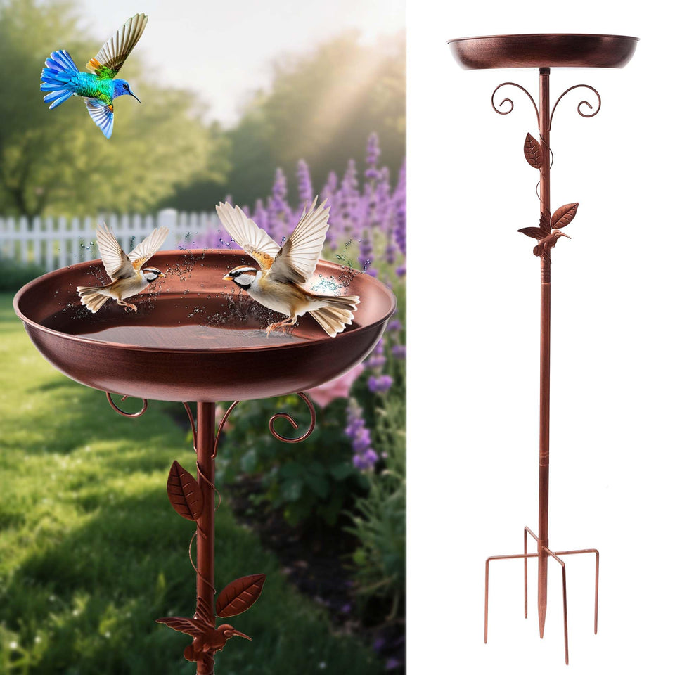 WITELIDA metal bird bath on a 5-prong base for stable outdoor use.