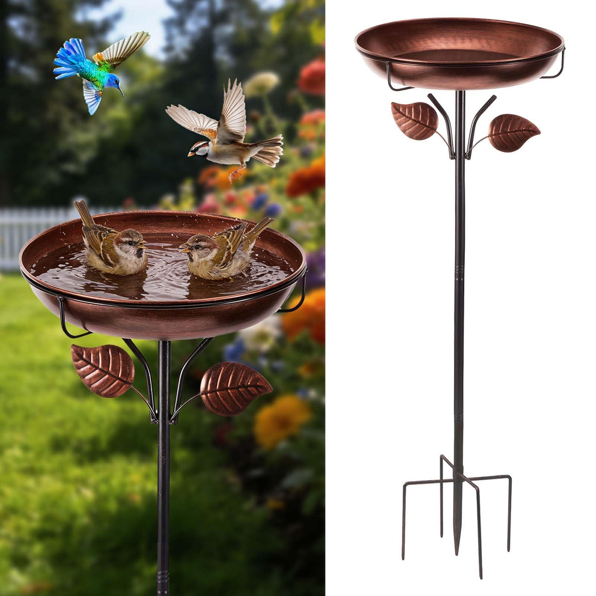 WITELIDA metal bird bath in bronze finish ready to attract songbirds to your garden.