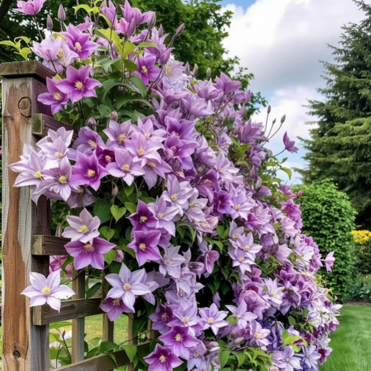 Wivolibe Clematis seeds creating a colorful fall flowering vine.