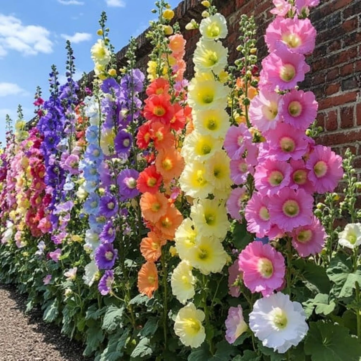 Wivolibe hollyhock seed bundle in colorful mixed varieties for vibrant garden color