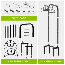 WiwiIron holder supports up to 150 ft of hose neatly.
