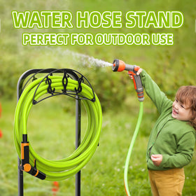 WiwiIron garden hose holder perfect for outdoor storage and organization.