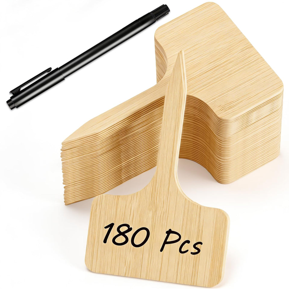 WixiTool 180pcs plant labels with T-type tags for durable outdoor labeling.