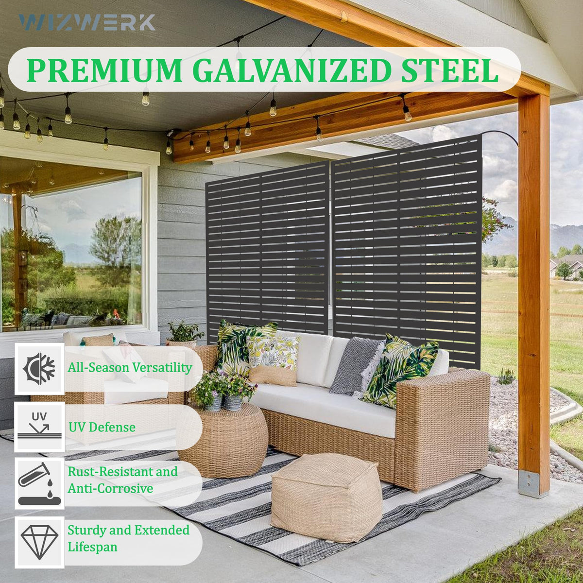 WIZWERK decorative privacy fence panel adds curb appeal to outdoor space