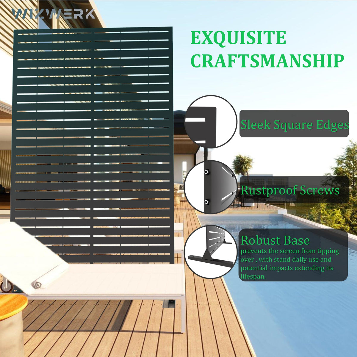 WIZWERK freestanding stand with anchoring hardware keeps panel steady on concrete