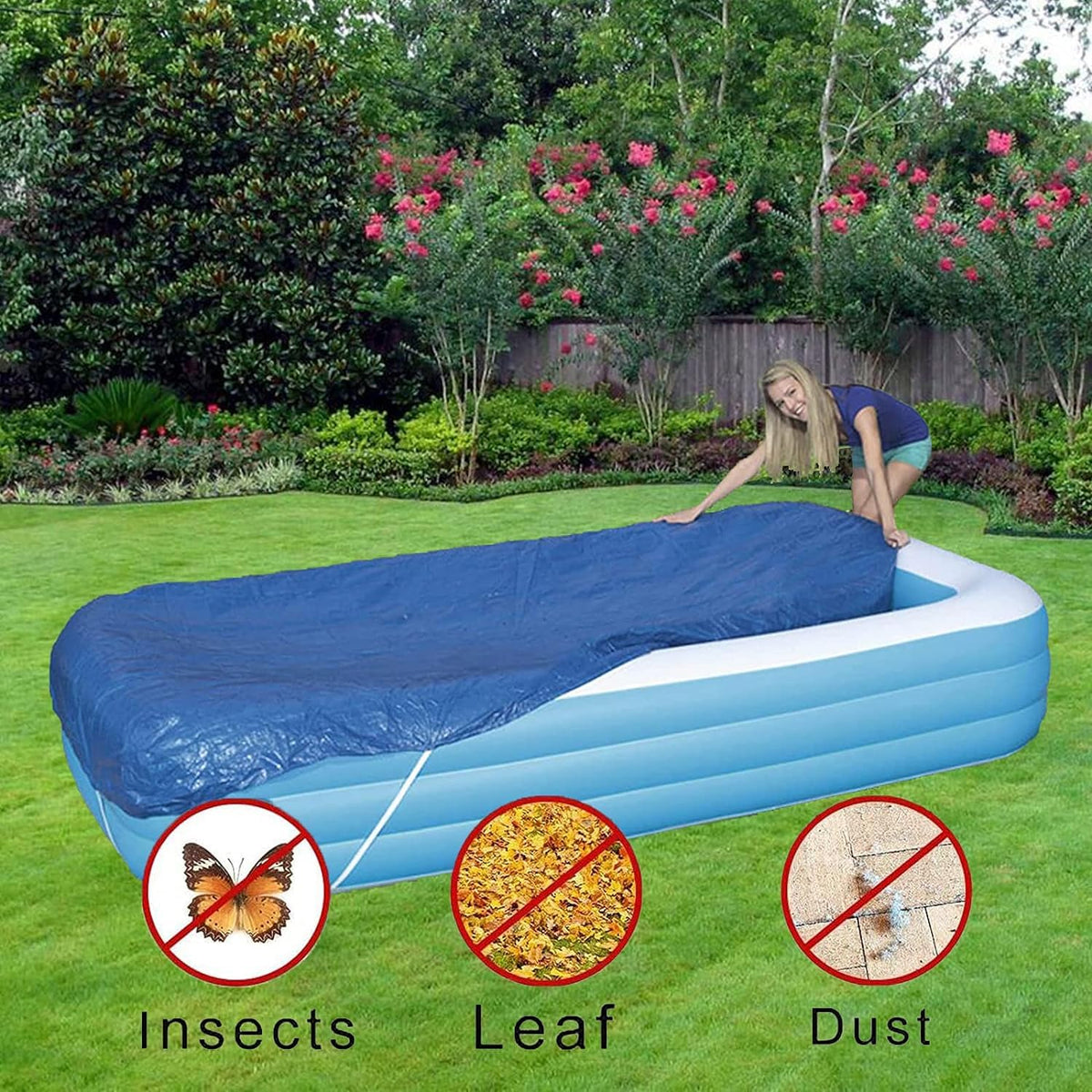 WJGHRH rectangular pool cover 120x72 elastic corners secure the cover
