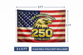 WJQMF American flag back view, double-sided clarity for visibility from both sides