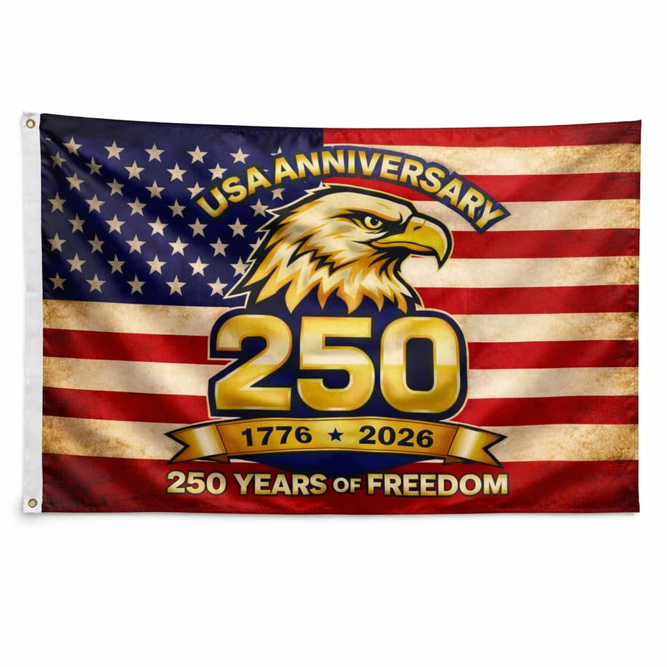 WJQMF American 250th Anniversary flag front view for outdoor display with bold colors