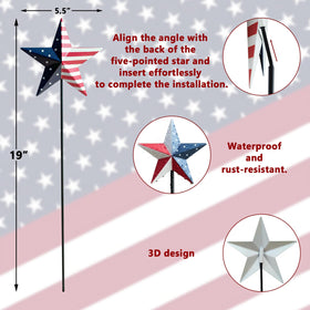 WKHOMEDECO six-pack stars create cohesive yard decor across flower beds and fences.