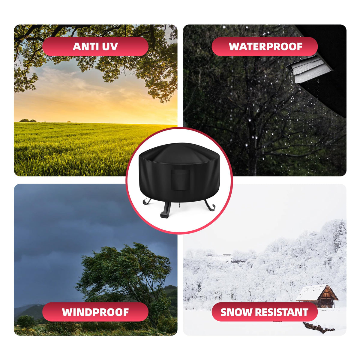 WLEAFJ waterproof fabric guards your fire pit against moisture