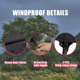 WLEAFJ windproof straps and drawstring stabilize the cover