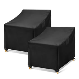 WLEAFJ outdoor chair cover front view provides rain and sun protection for patio chairs.