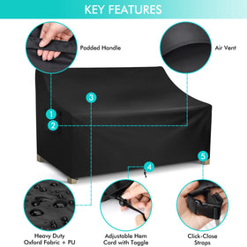 WLEAFJ outdoor couch cover with air vent reduces moisture