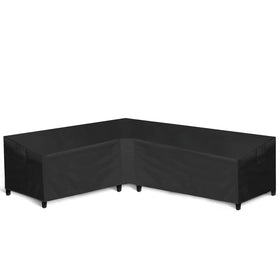 WLEAFJ patio left-facing sectional cover protecting outdoor sofa from sun and rain.