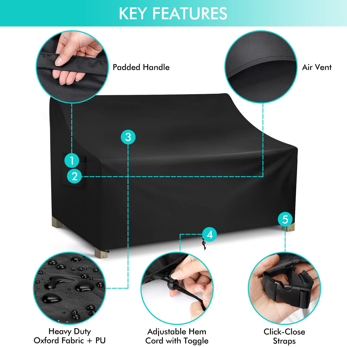 WLEAFJ patio sofa cover air vent reduces condensation for a drier couch.