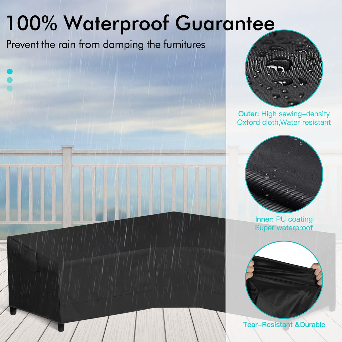 WLEAFJ patio V-shaped sectional sofa cover air vent for ventilation