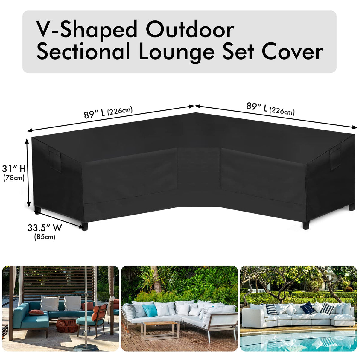 WLEAFJ patio V-shaped sectional sofa cover with waterproof coating