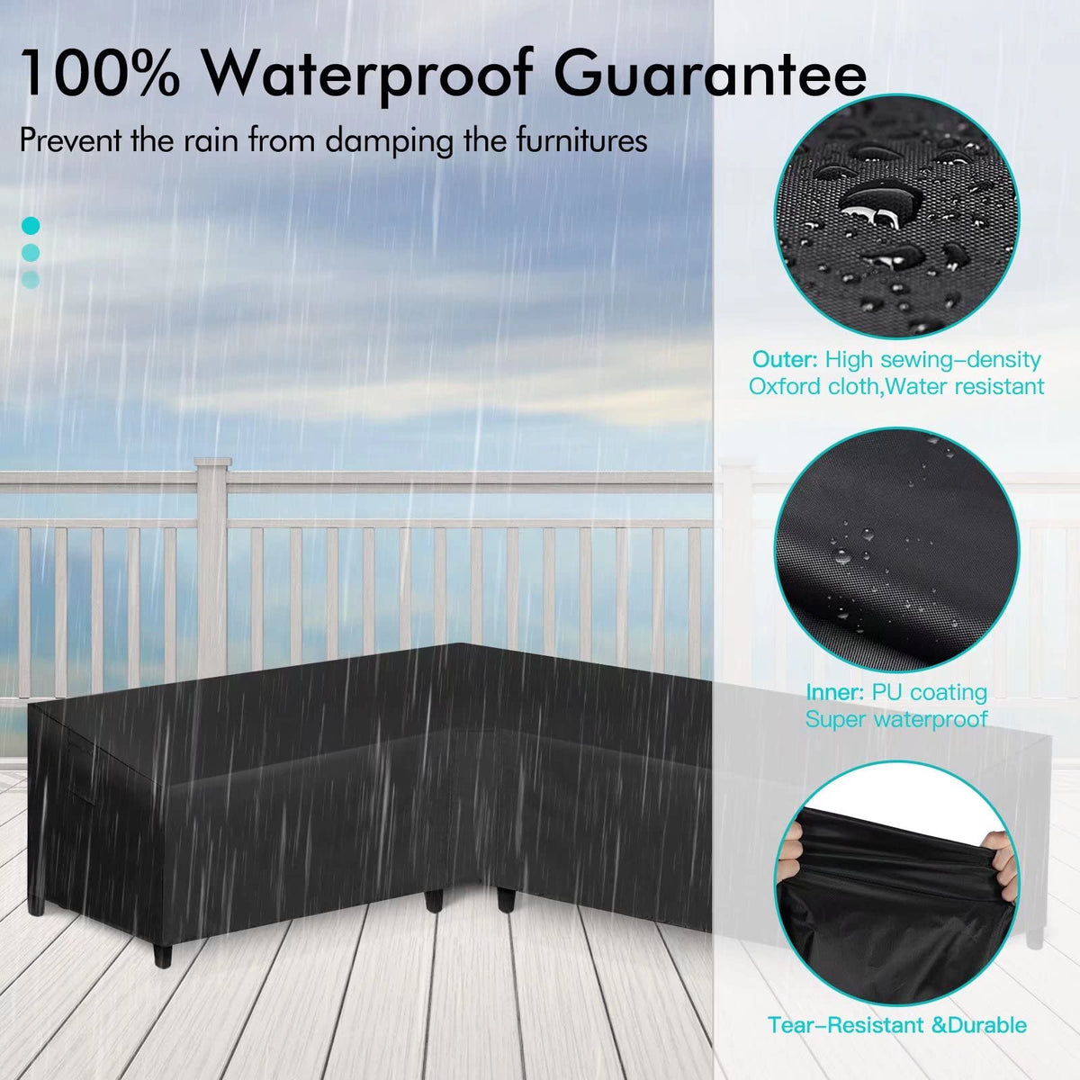 WLEAFJ snug-drawstring and straps secure the cover in windy conditions.