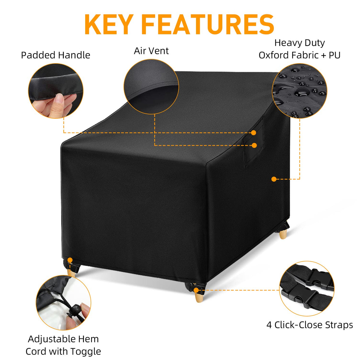 WLEAFJ windproof straps and drawstring keep the cover secure in gusty weather.