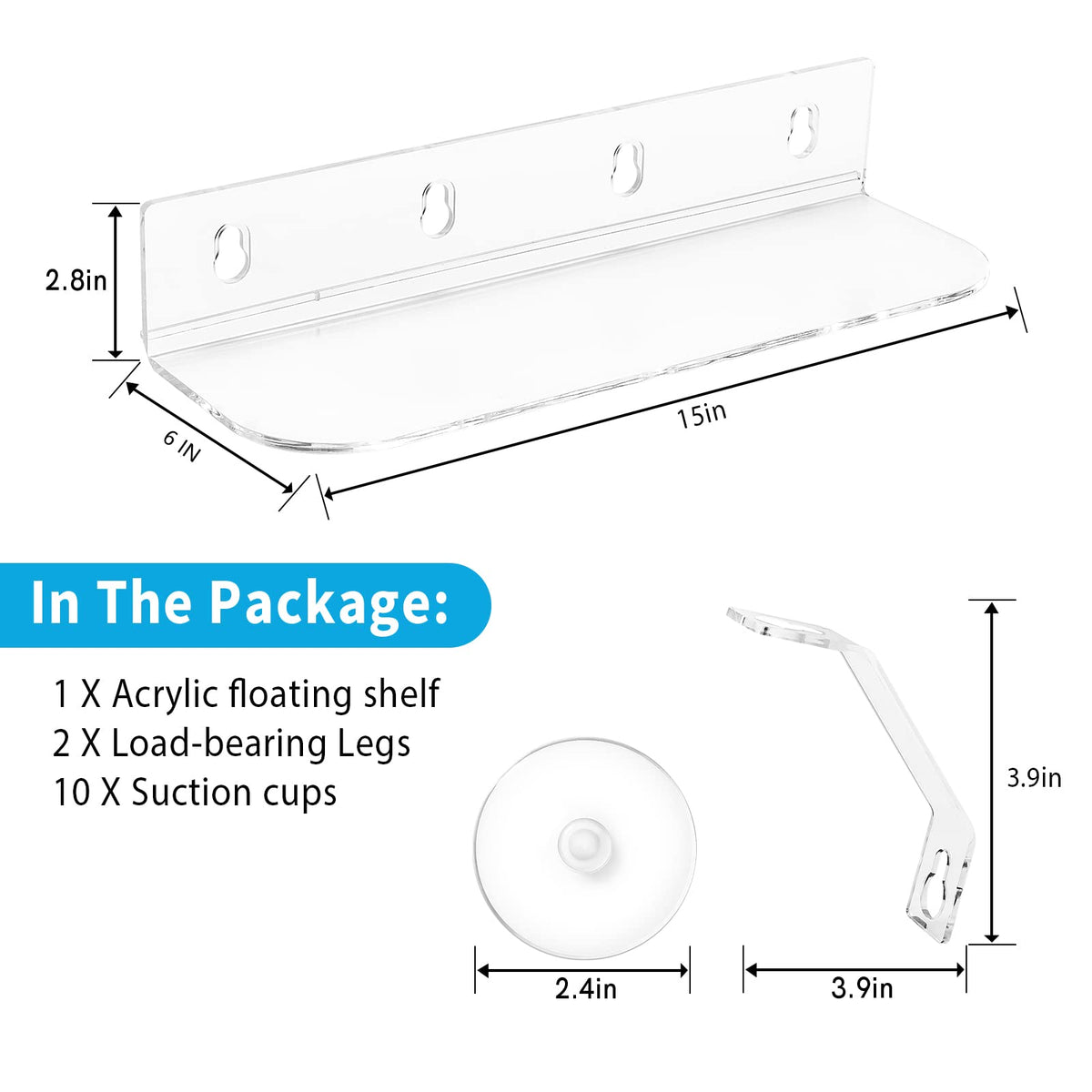 WLGTYU acrylic window shelf close-up shows 4mm thickness and clear design