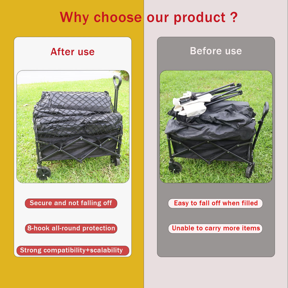 Wlitinzsen cargo net ideal for picnics and outdoor use to keep items in place.