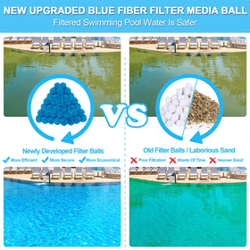 WLLEYAY filter balls inside pool filter, showing strong dirt interception.