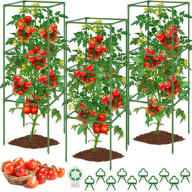 WLLEYAY tomato cages assembly view showing sturdy square frame for tall plants