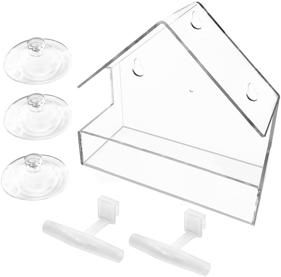 WLLKOO window bird feeder offers a clear view of visiting birds through its transparent design.