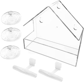 WLLKOO window bird feeder offers a clear view of visiting birds through its transparent design.