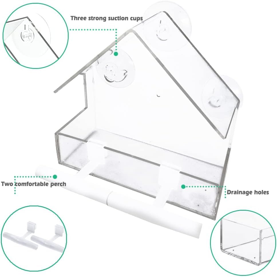 WLLKOO compact window bird feeder fits small spaces for apartment or backyard use.