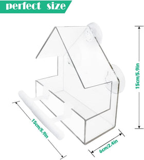 WLLKOO window bird feeder with drain holes to keep seeds dry in the tray.