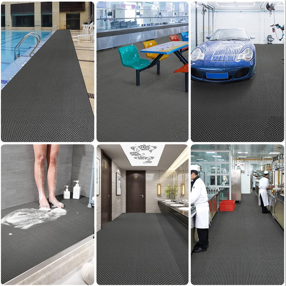 WLWLEO drainage mat suitable for indoor and outdoor use in pools, garages, and more.