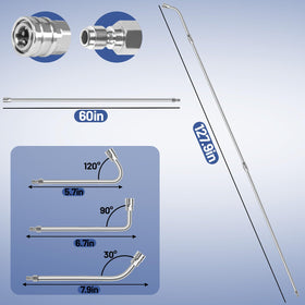 Wmnvshier 60-inch extension wand closeup showing sturdy stainless steel build.