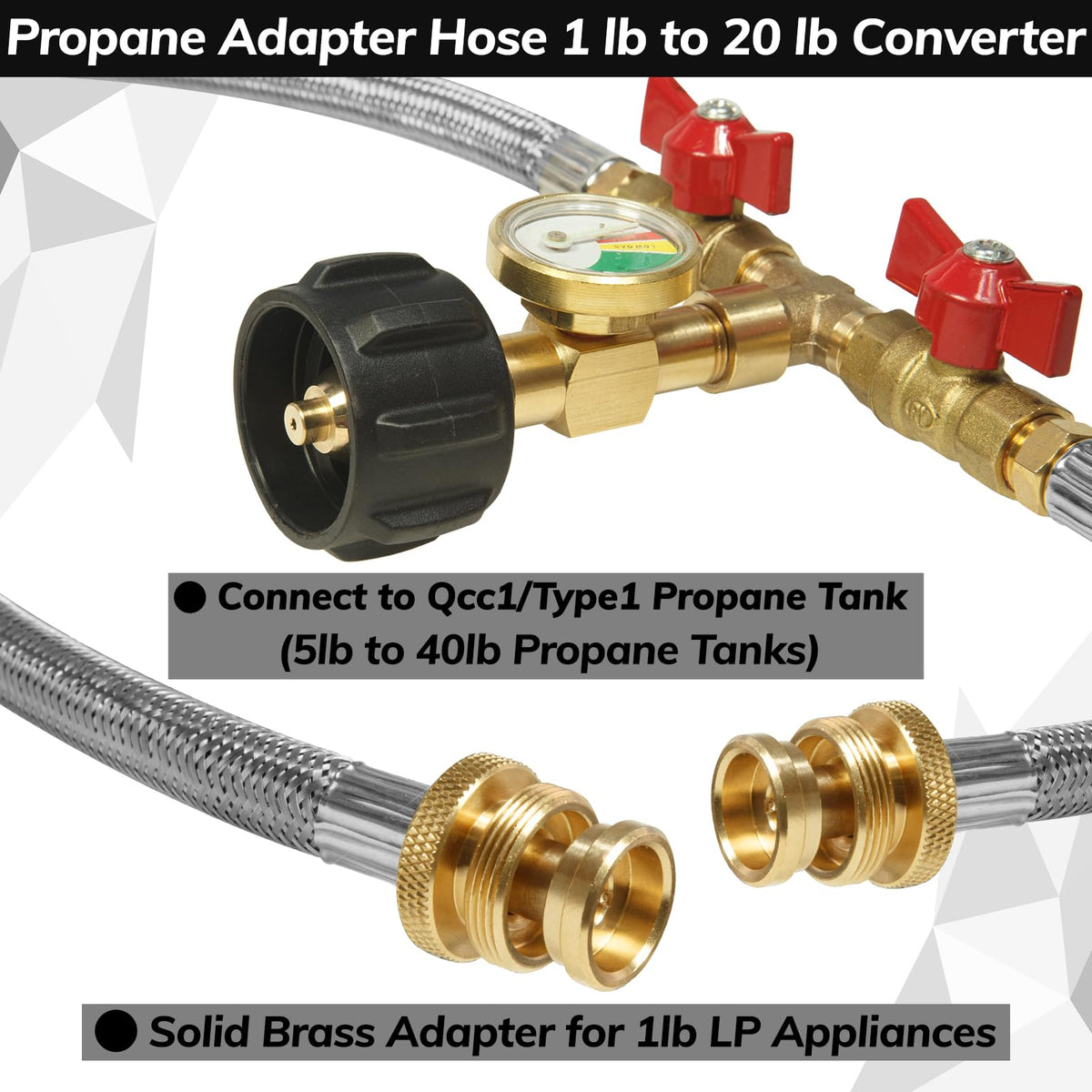 Wmnvshier propane hose with gauge reads gas level at a glance in daylight or night