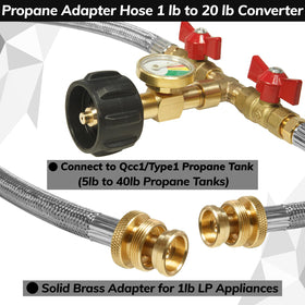 Wmnvshier propane hose with gauge reads gas level at a glance in daylight or night