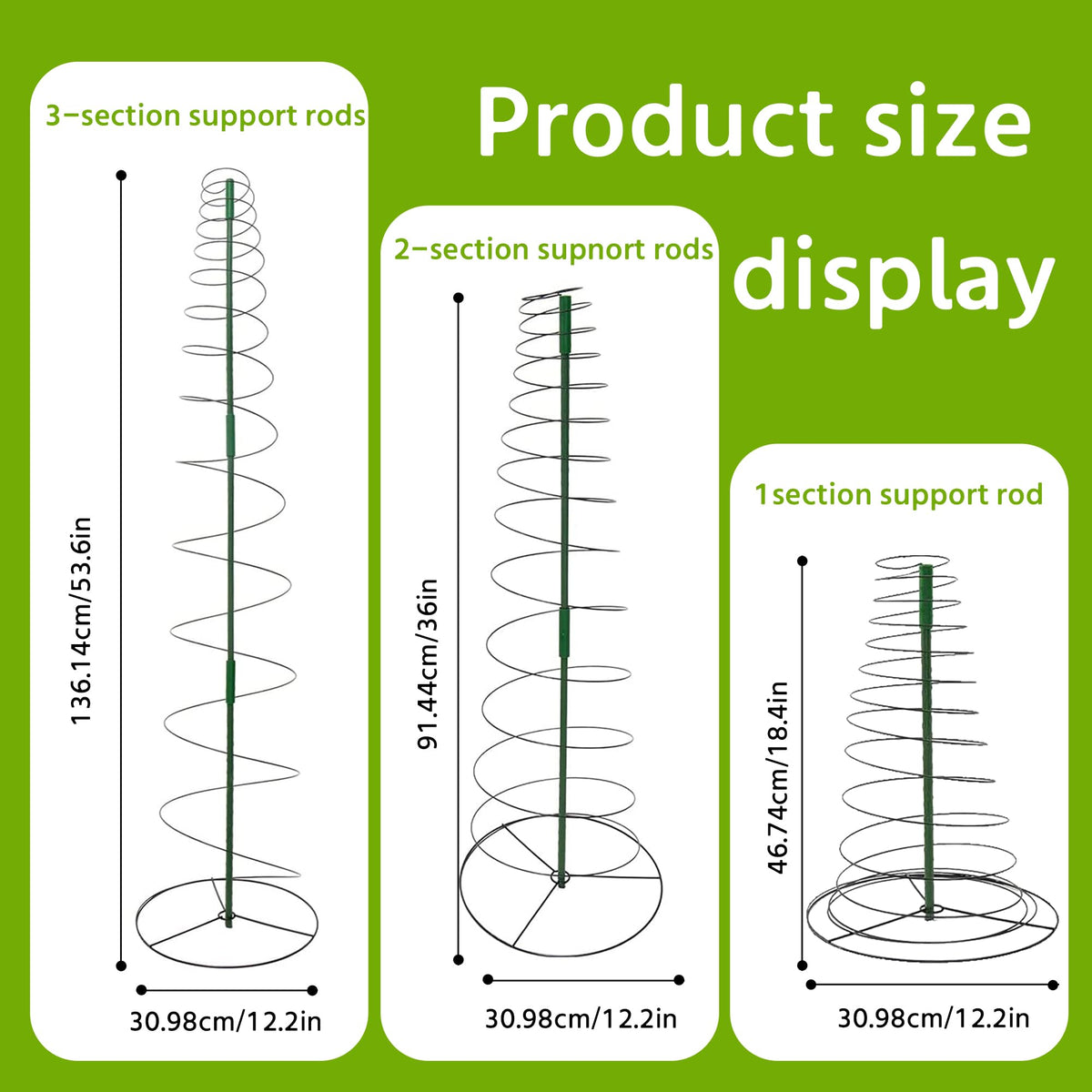 WNJ garden support spiral trellis in use around cucumber vines