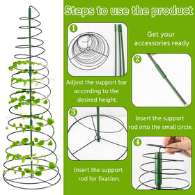 WNJ spiral trellis extension rod demonstrates customizable height for climbing peas