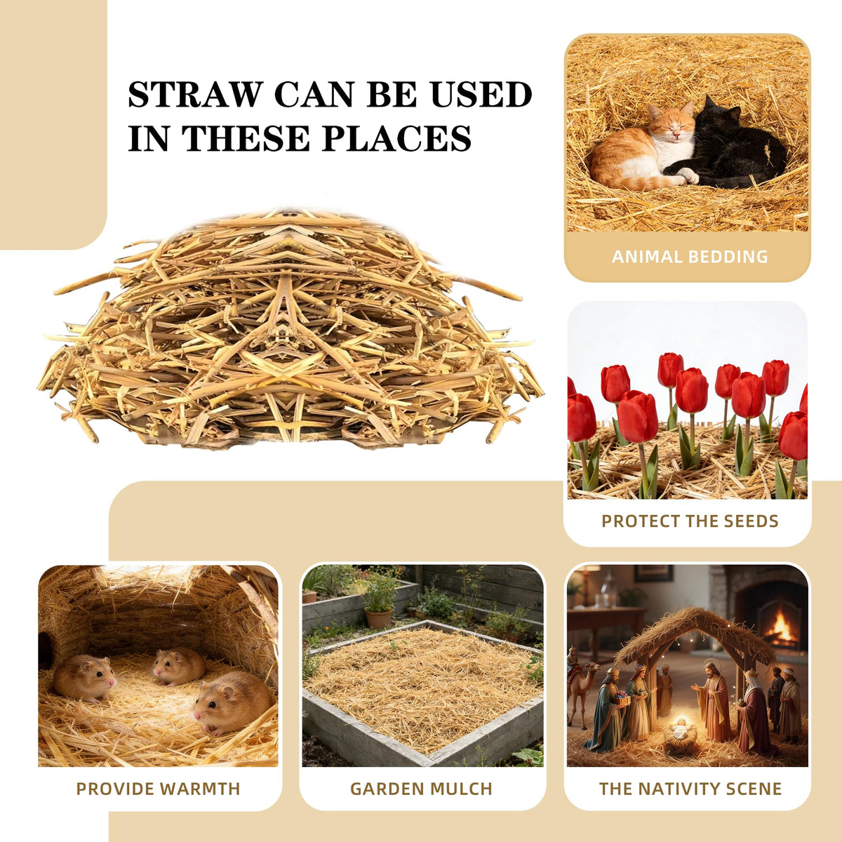 Closeup of WNJ coop bedding showing clean, weed-free straw